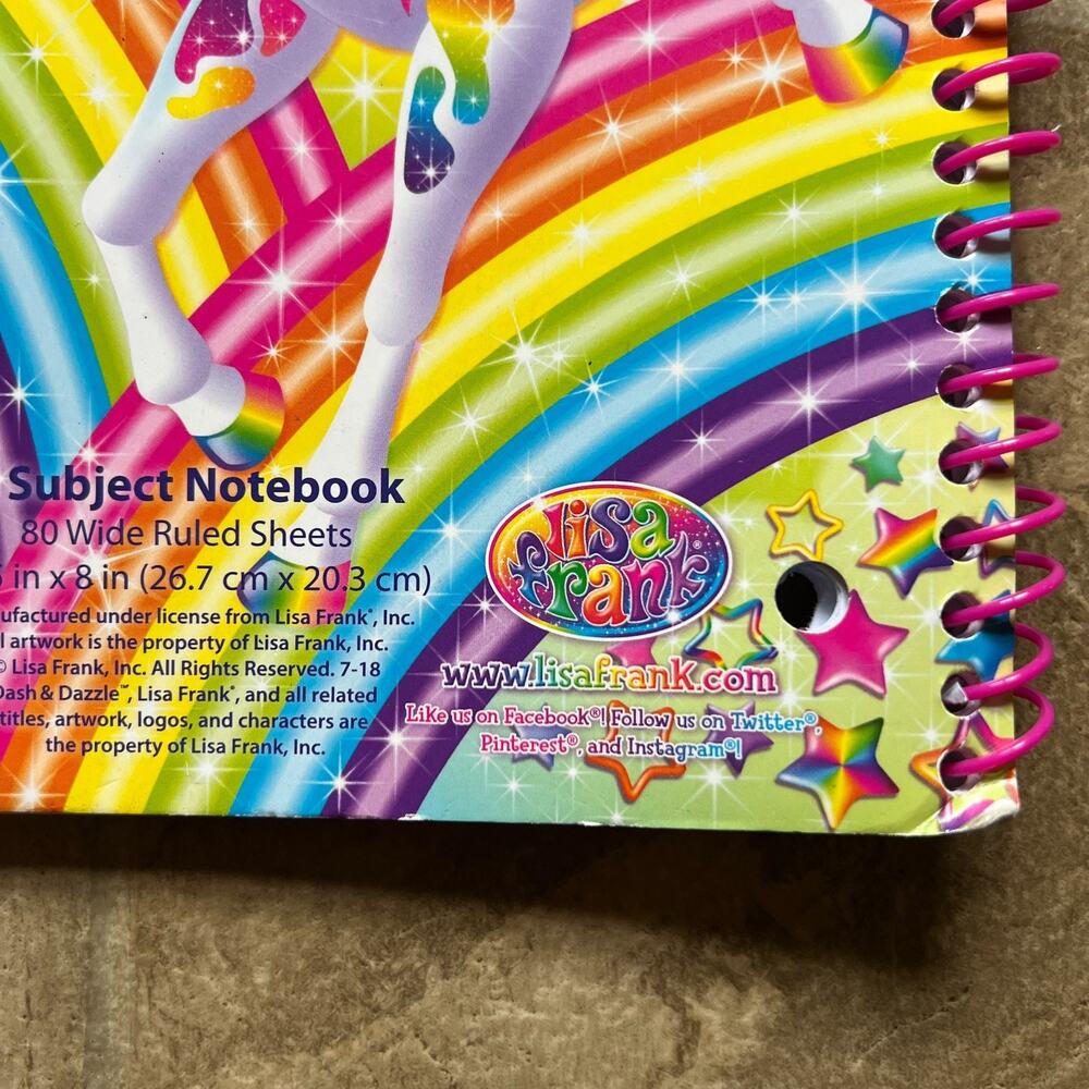 Lisa Frank Dash & Dazzle Notebook Lined Rainbow Unicorns Y2K Nostalgic Colorful - Picture 3 of 8